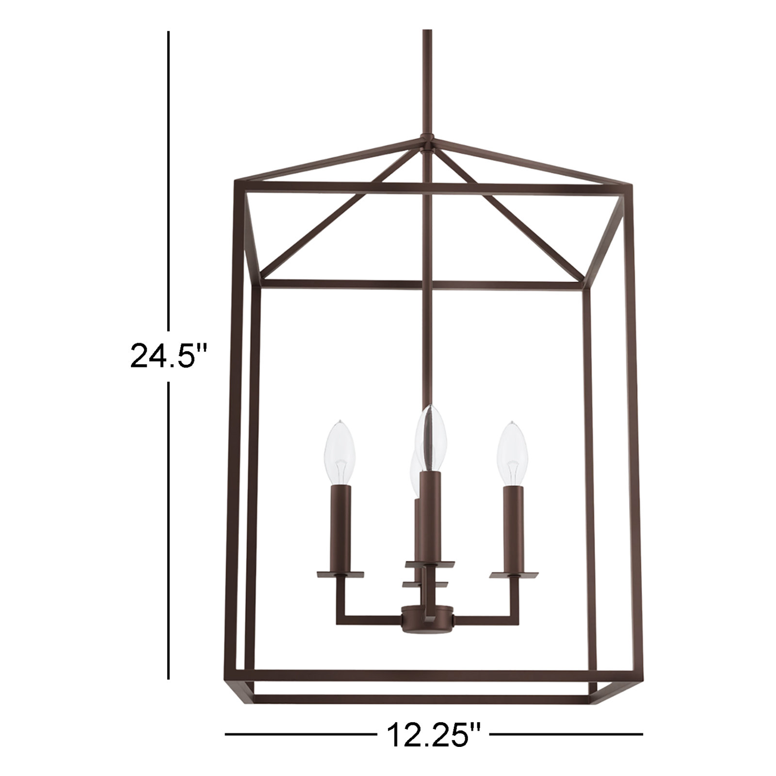Ellis 4 - Light Dimmable Lantern Chandelier, 18.5" H x 12.25" W x 12.25" D, No, Bronze