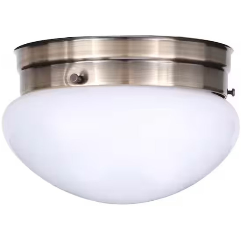 Antique Brass and Opalescent Glass Flush Mount Light