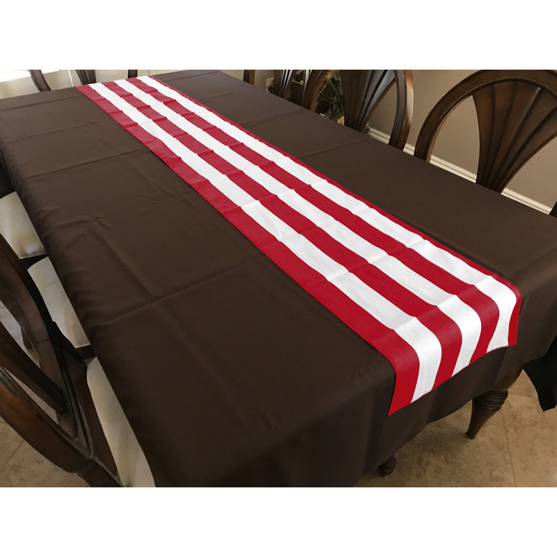 Eghard Rectangle Striped Cotton Table Runnner, 90" x 24", Red