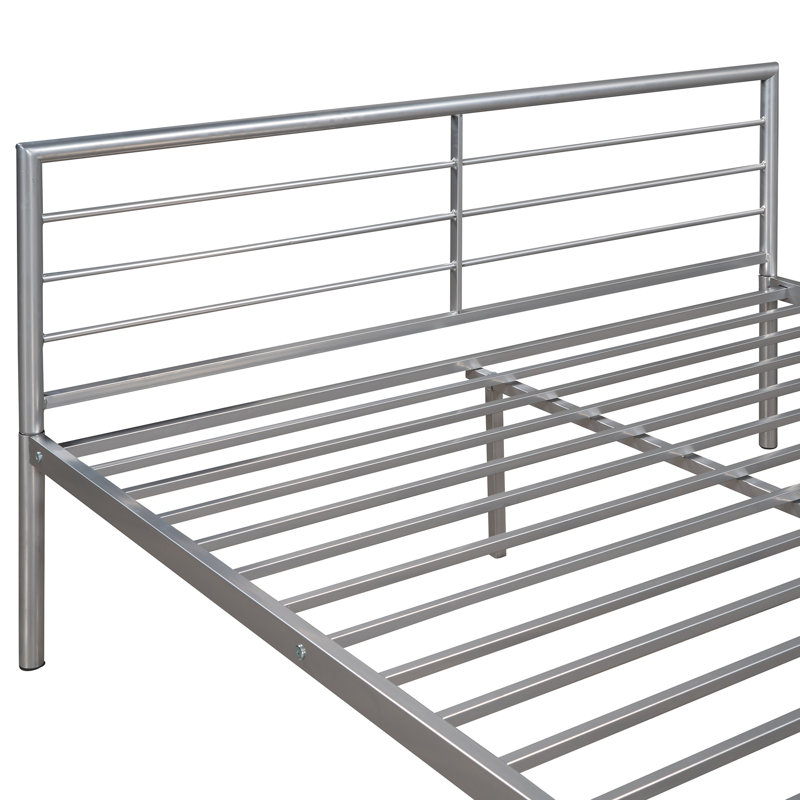 Lit superposé en métal avec bureau, échelle et lattes de qualité pour la chambre à coucher, métallique, Argent