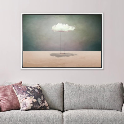 Surreal Cloud Swing Desert Framed On Canvas Print