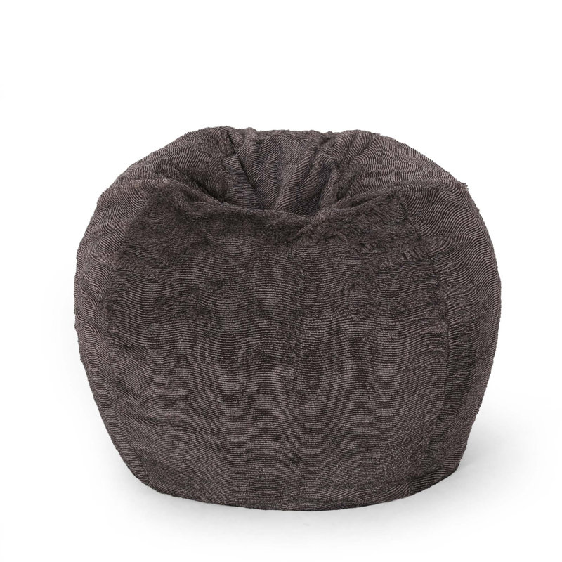 Fauteuil à billes rond en fausse fourrure avec housse amovible