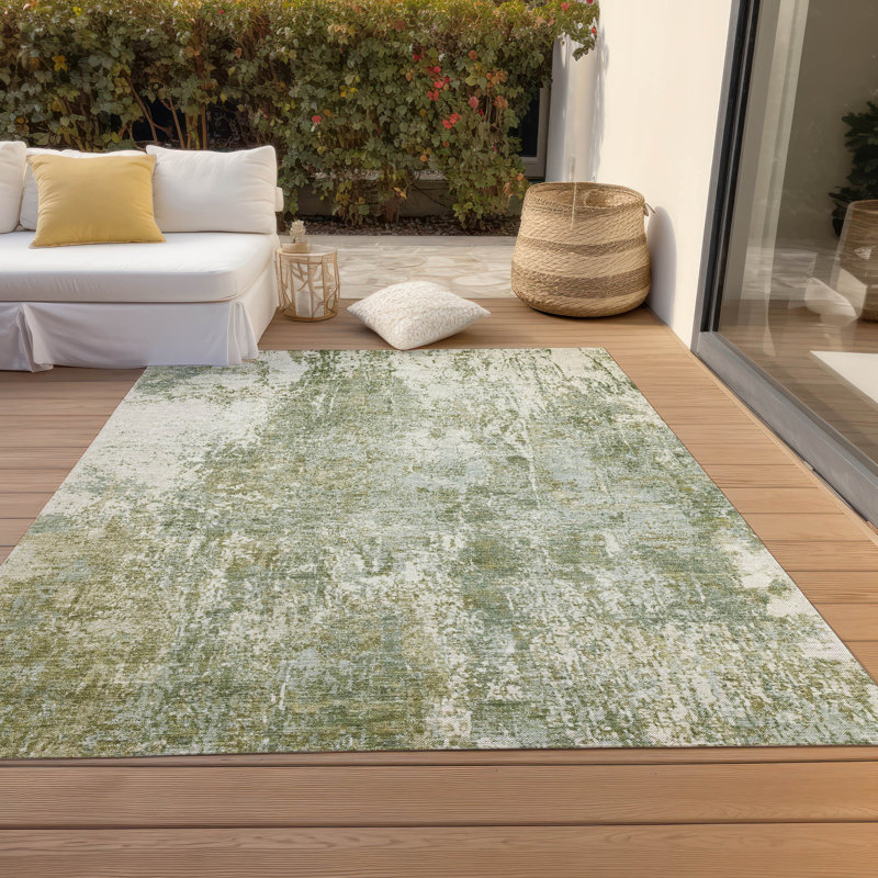 Tapis intérieur / extérieur Xhevrie lavable à la machine, Rectangle 10 pi x 14 pi