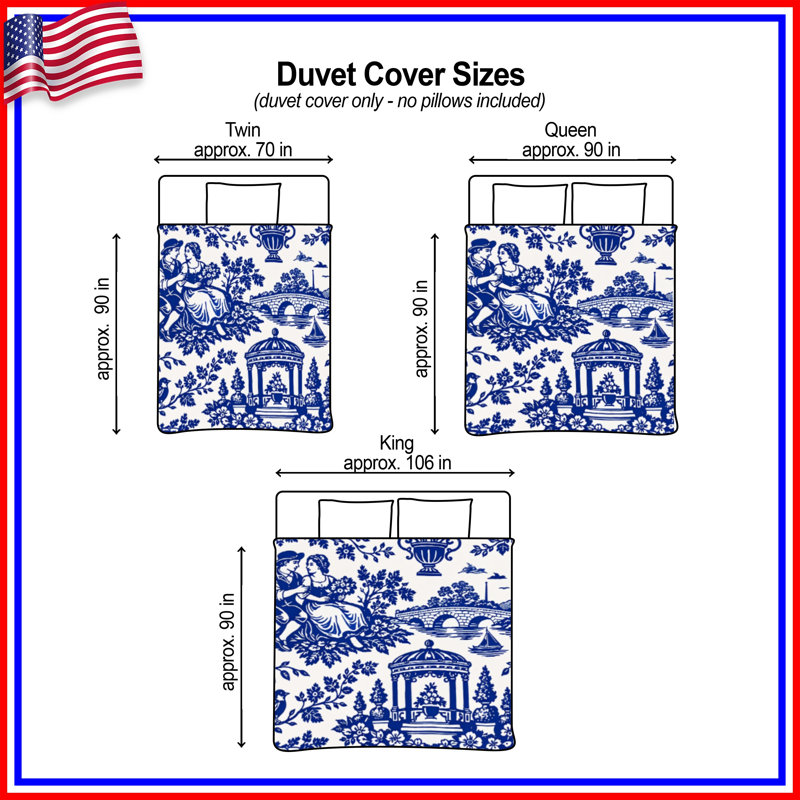 Blue Toile Pattern Duvet Covers, Twin