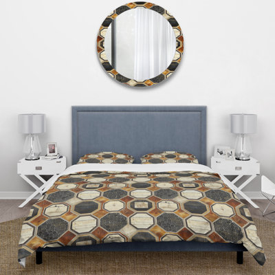Ensemble de housse de couette brun beige Midcentury I - Midcentury