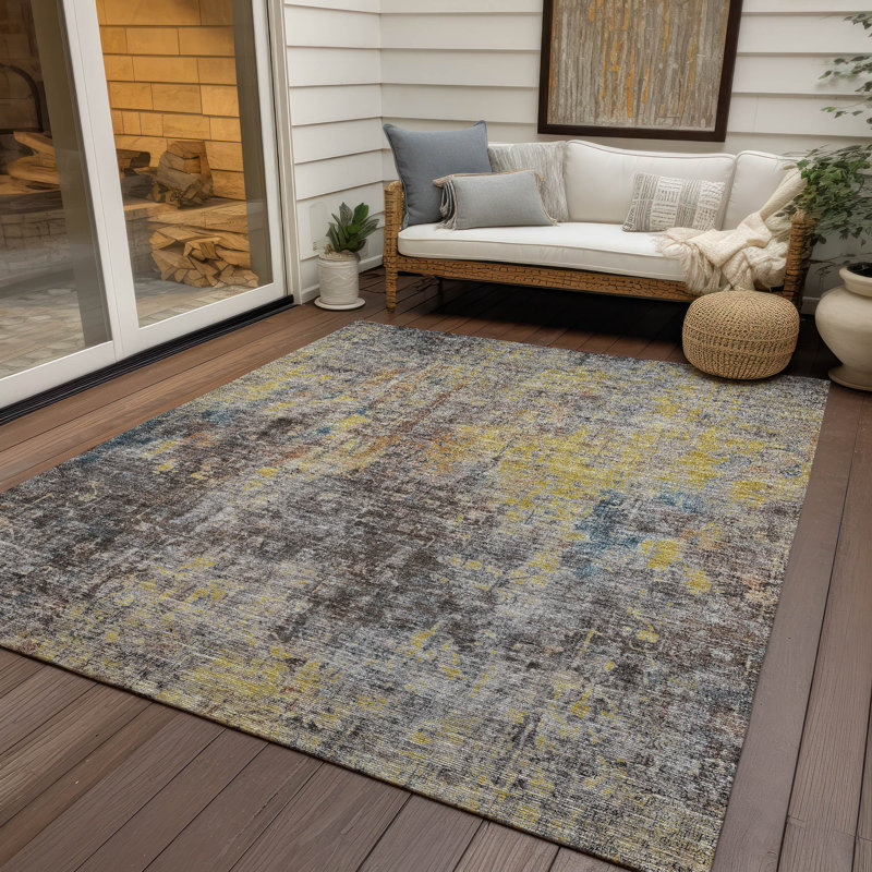 Fargo Washable Abstract Indoor / Outdoor Rug, Rectangle 10' x 14'