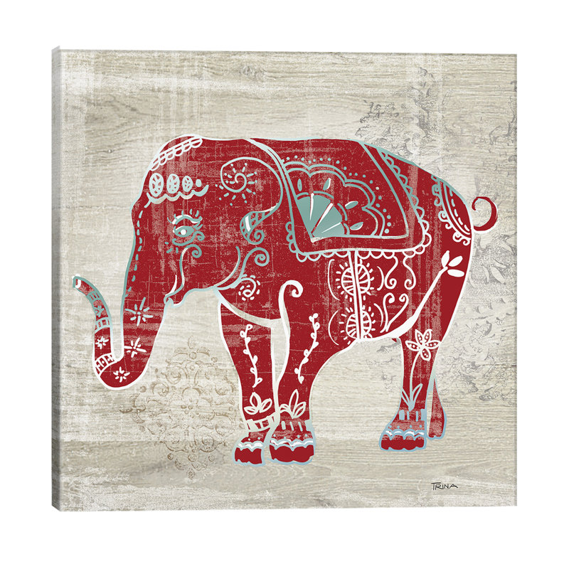 Elephant 1 Piece Wrapped Canvas Painting, 45.72 cm H x 45.72 cm W x 3.175 cm D