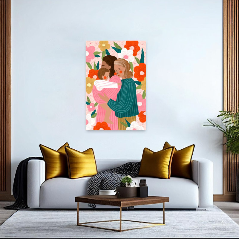 Three Generations Of Motherhood Abstract Contemporary Portrait Wall Art Print by Bea Muller - Wrapped Canvas Print