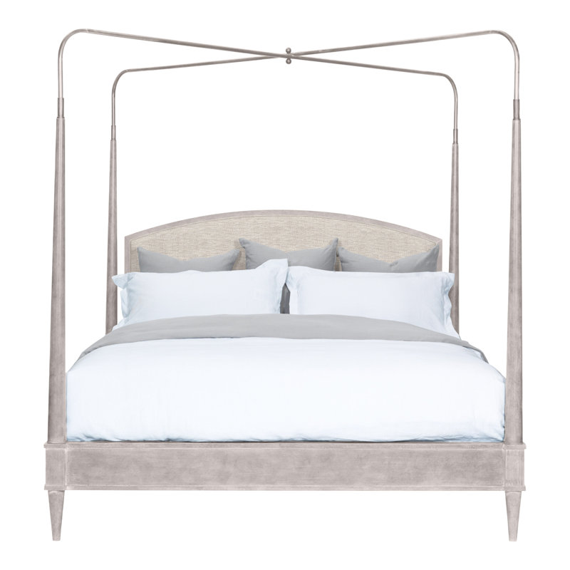 Anderkit Upholstered Canopy Bed, Dove Gray, Impala Linen