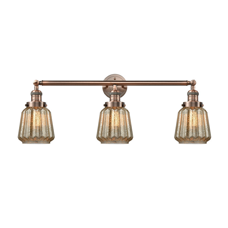 Vinson 3 - Light Dimmable Vanity Light, Clear, 6 Watt Vinage LED Bulb, Antique Copper