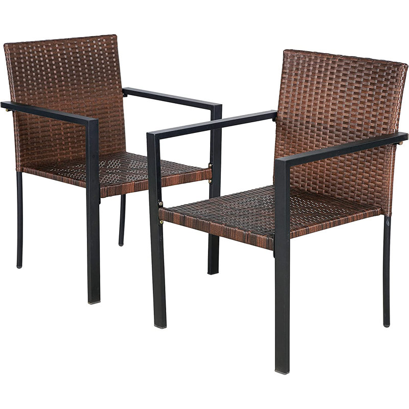 Premium All-Weather Wicker Outdoor Dining Armchair, Espresso