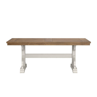Brown And White Trestle Dining Table