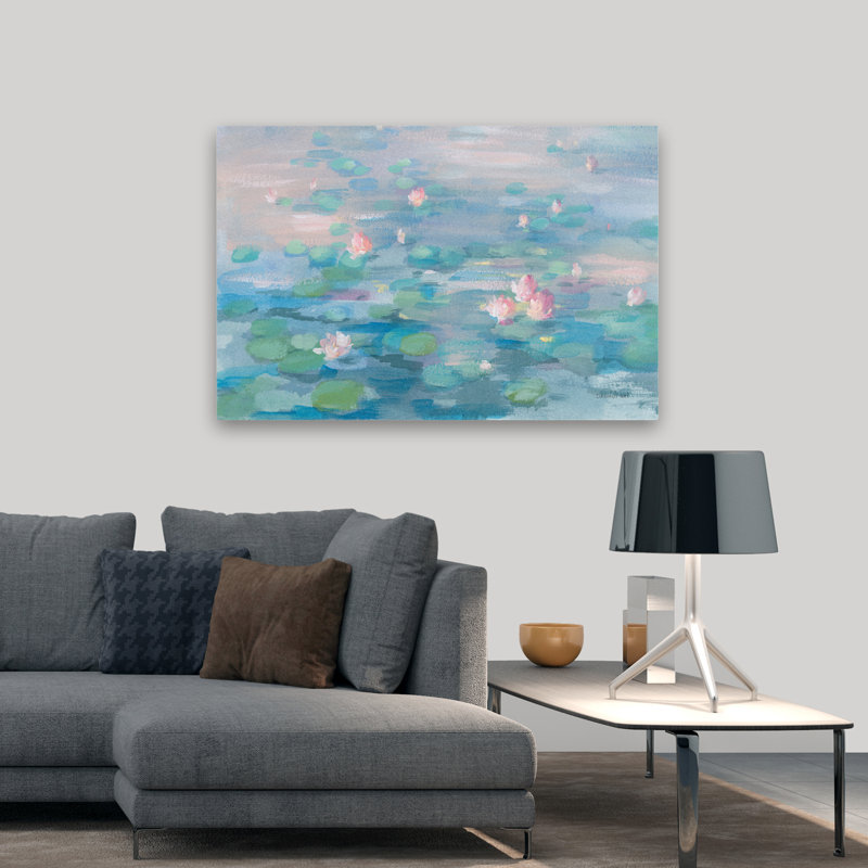 Abstrait - nénuphar au lever du soleil, H 32 po x l 48 po