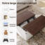 28" Square Brown Lift Top Coffee Table, Modern Farmhouse Industrial Table with Hydraulic Lift & Hidden Storage for Living Room