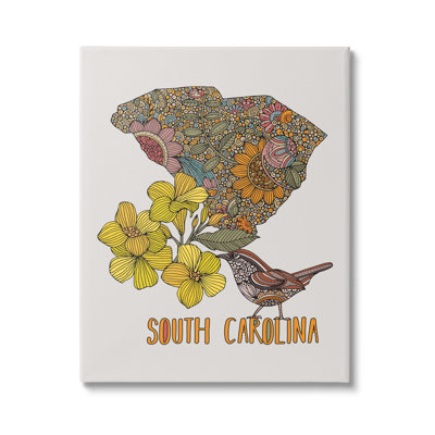 Motif détaillé de fleurs de South Carolina State par Valentina Harper - impression