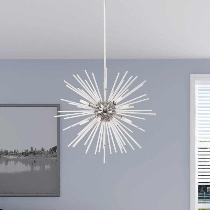 Ryzen 6 - Light Dimmable Sphere Chandelier, Polished Chrome, 25.75" H x 25.75" W x 25.75" D