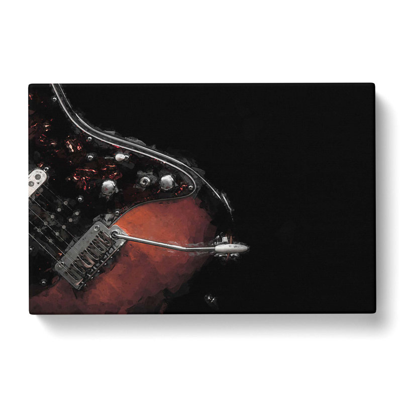 Electric Guitar In The Shadows In Abstract - Wrapped Canvas Print, 40cm H x 60cm W x 3cm D