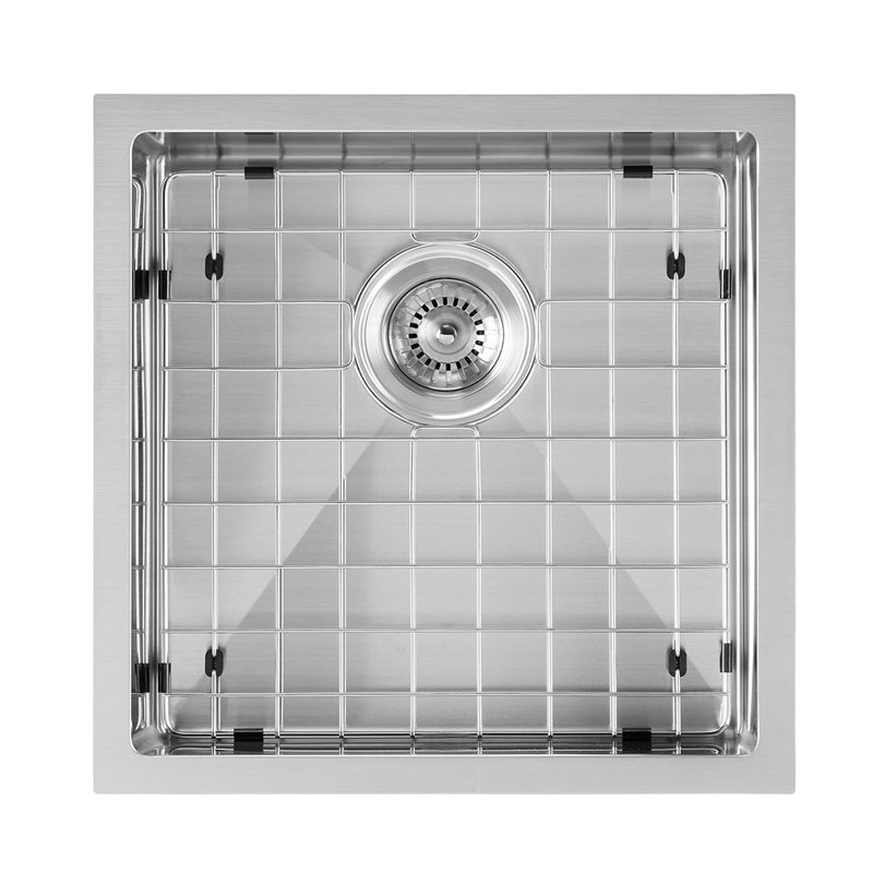 Whitehaus Collection 18" Undermount or Drop-in Single Bowl 16 Gauge Stainless Steel Kitchen Sink Set, Brushed Stainless Steel