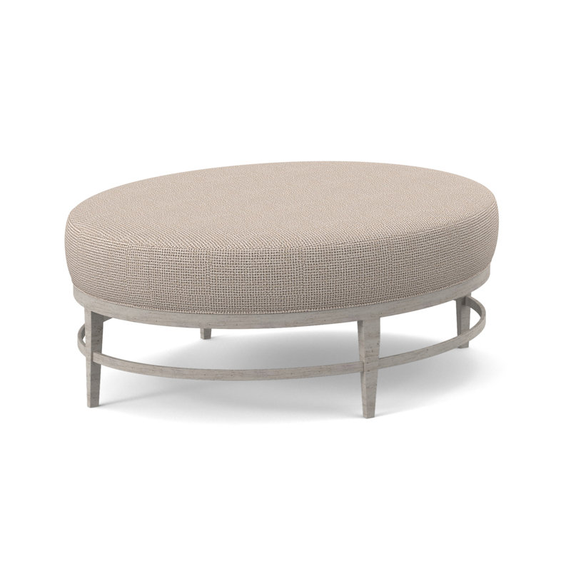 Elliptic Oval Ottoman, Bisque, Margaret Mahogany Polyester Blend