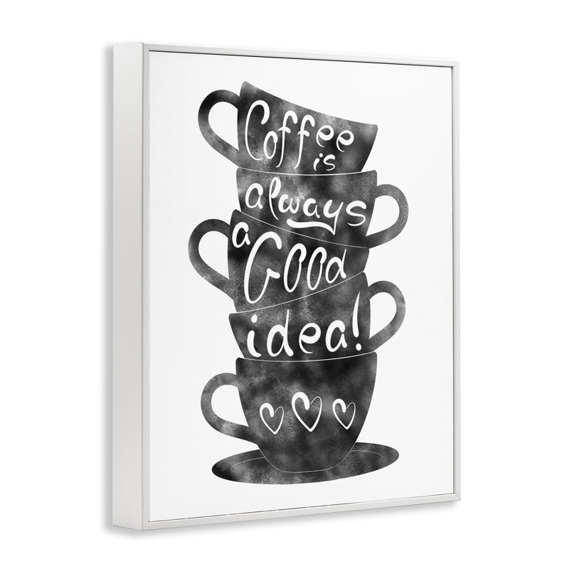Tasses à café empilées et giclées encadrées, design par Marcus Prime, H 20 po x l 16 po