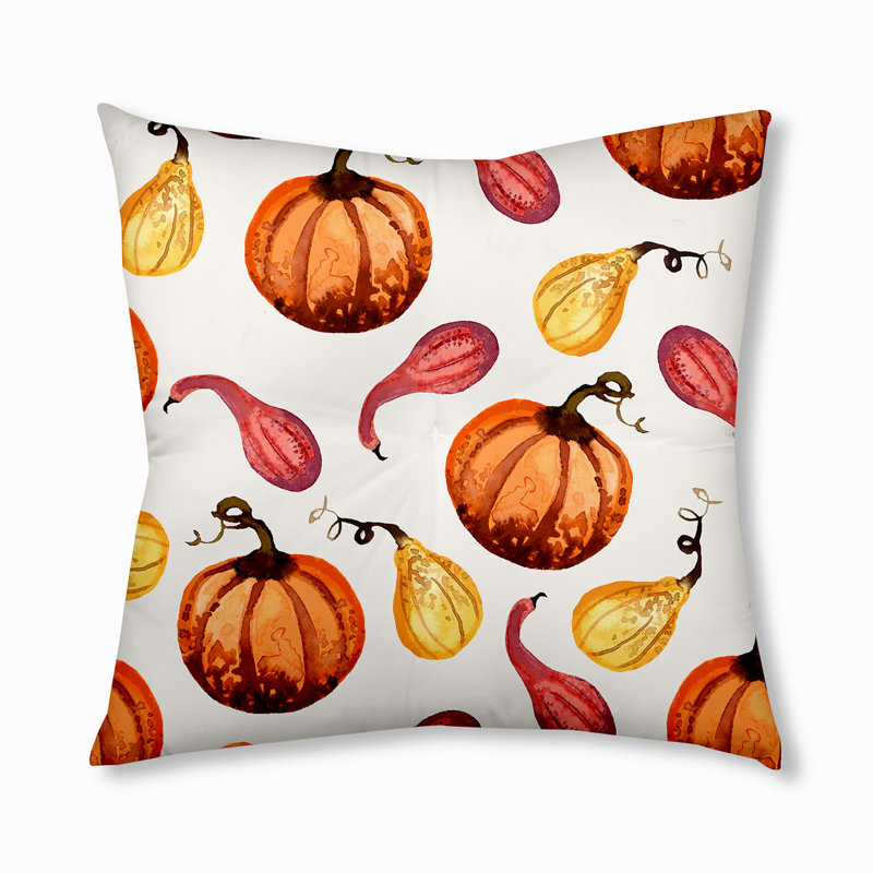Coussin 321_Gourds Galore Fall Design, 26 po x 26 po, Blanc cassé