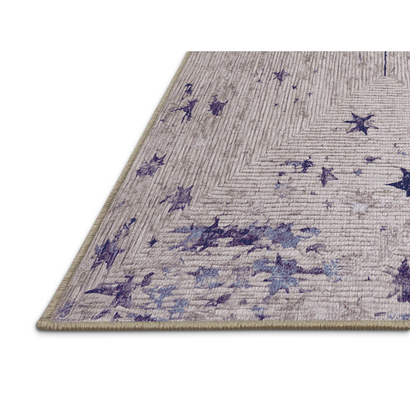 Machine Washable Beige Area Rug, Runner 2' x 4'