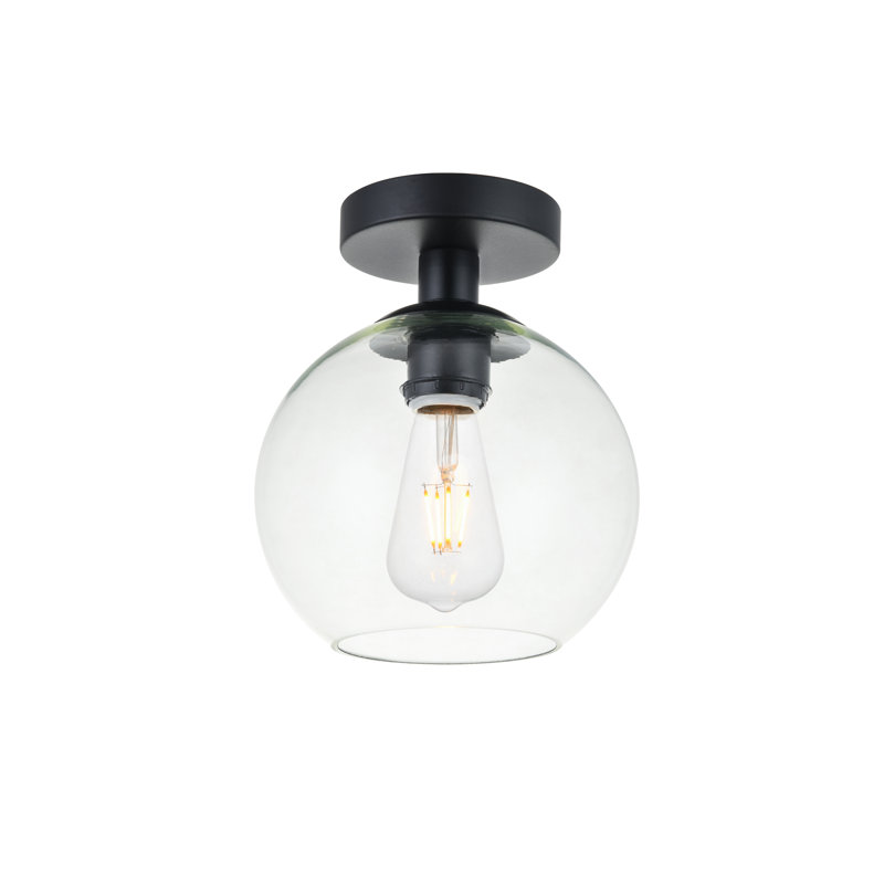 Plafonnier semi-encastré à 1 lumière Snead, H 11,2 po x l 9,8 po x P 9,8 po, Transparent, Or satiné