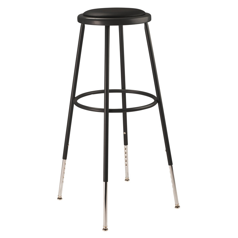 Adjustable Height Ergonomic Lab Stool with Footring, Black, 32" - 39"