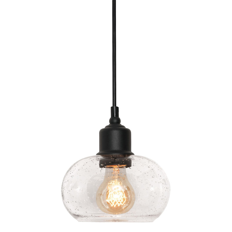 1 - Light Simple Pendant, Black/Clear