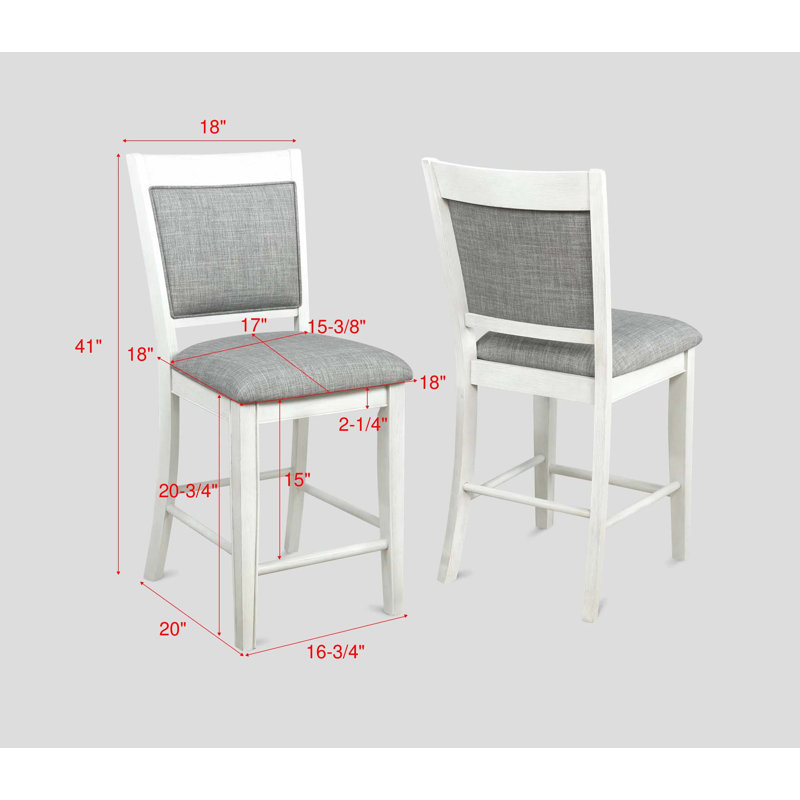 Tabouret de bar 2 pièces Farmhouse Style, Gris, Blanc