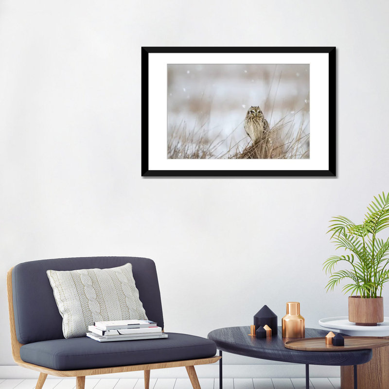 Prairie winter, impression sur toile, Papier d'art encadré noir, H 24 po x l 32 po x P 1 po, Blanc