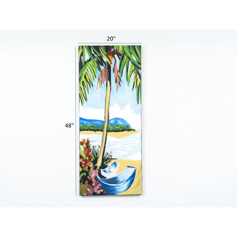 Toile murale surdimensionnée 47 po x 19 po - Art d'été peint à la main 47 x 19