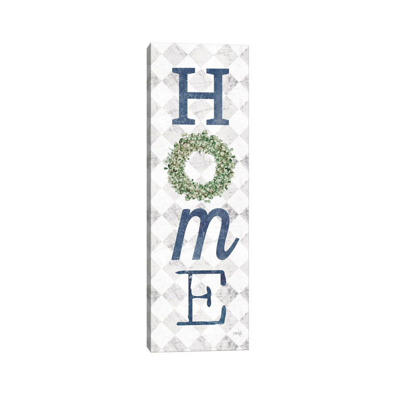 Home With Eucalyptus Wreath II by Marla Rae - Panoramic Print on Canvas, 30.48 cm H x 91.44 cm W x 1.91 cm D, Wrapped Canvas