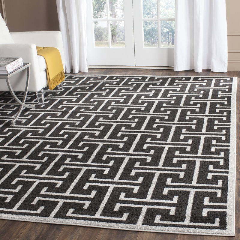 Thornbury Geometric Anthracite/Light Grey Area Rug, Rectangle 4' x 6'