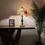 Lampe de table Bernette Tiffany en vitrail orange rouge avec fleurs roses et ampoules DEL incluses: l 12 po x P 12 po x H 22 po