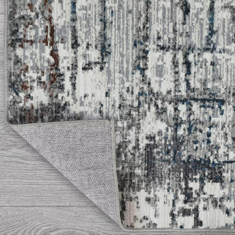 Tapis abstrait lavable pour tapis de salon antidérapant, Rectangle 10 pi x 13 pi