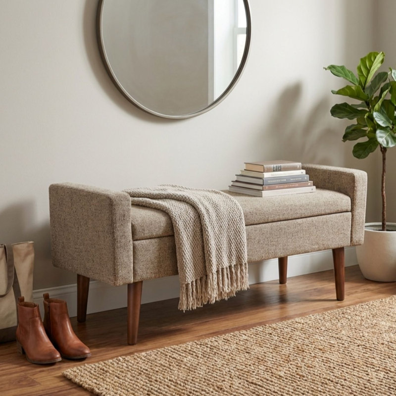 Banc de rangement Fulton - Tissu gris Midtone, Gris