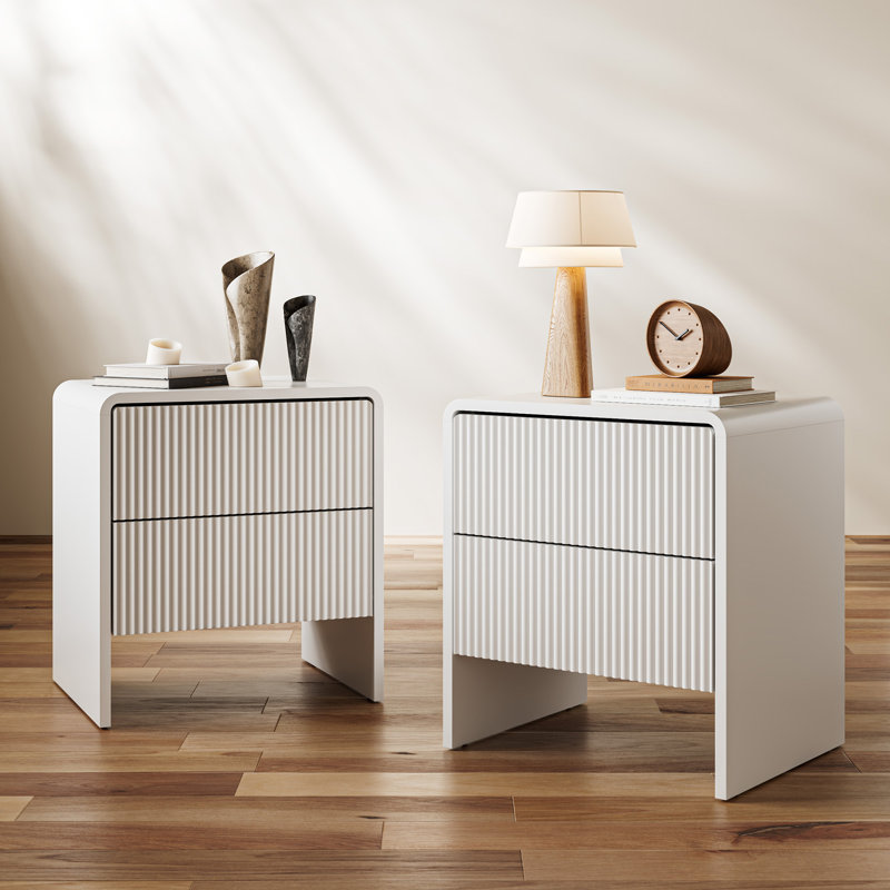 Nightstand With 2 Drawers (set Of 2), White