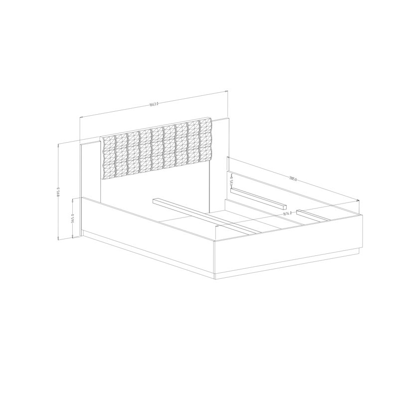 Sigma - 180cm Width Bed, Brown/Black, European Kingsize (160 x 200 cm)