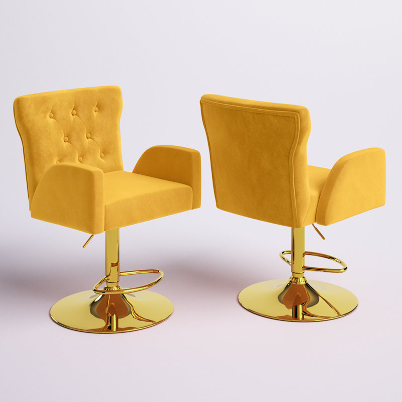 Theo Swivel Adjustable Height Bar Stool, Mustard