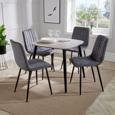 Sisquoc 800mm Square Table & 4 Fabric Chair Set