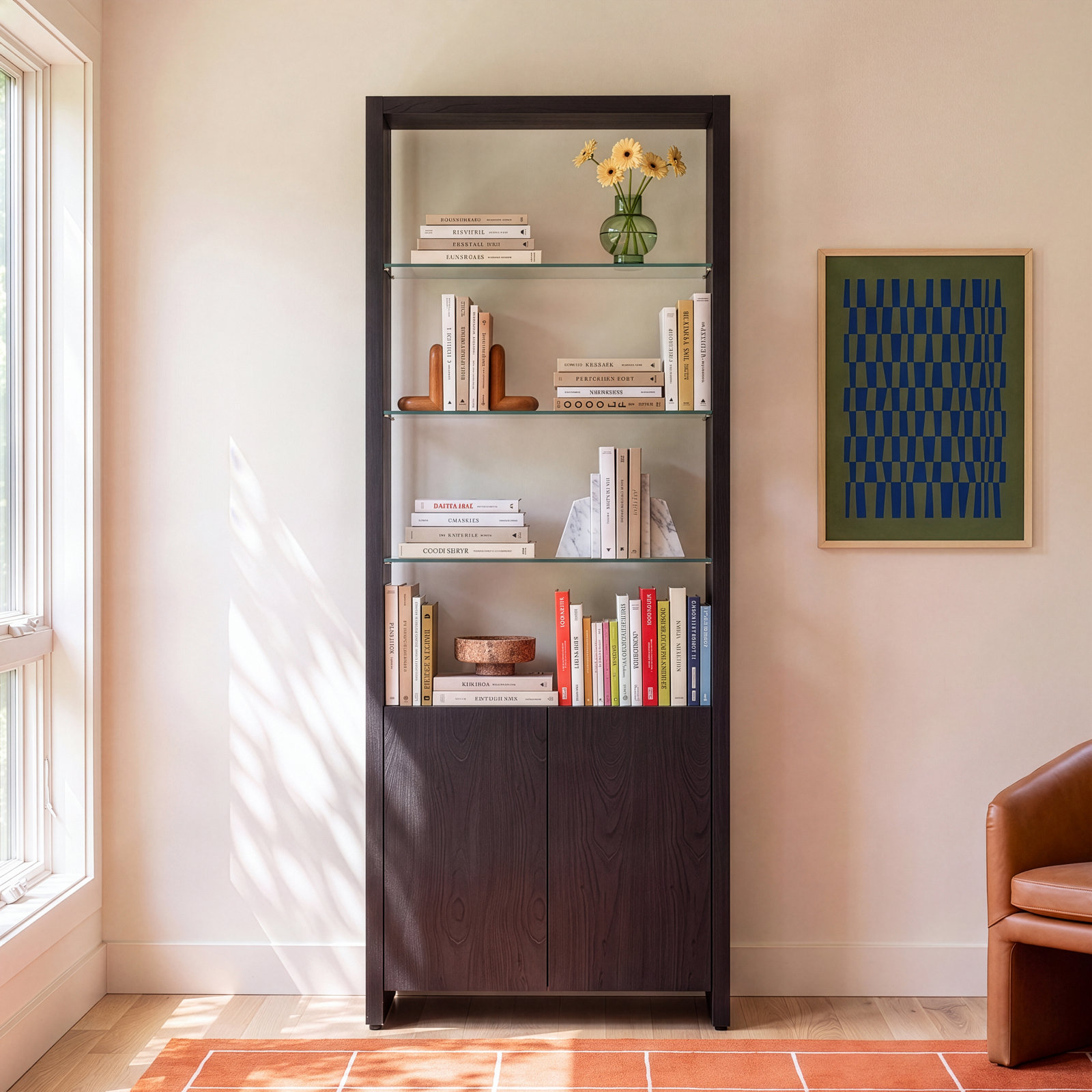 Linea™ Standard Bookcase, Charcoal Stained Ash