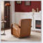 Fauteuil d'appoint pivotant brun rétro - Cuir luxueux luxueux, accoudoirs en bois massif, confort ergonomique pour le salon et le bureau