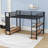 Metal Loft Bed With 2 Drawers, Shelves And Pegboards-1722711334