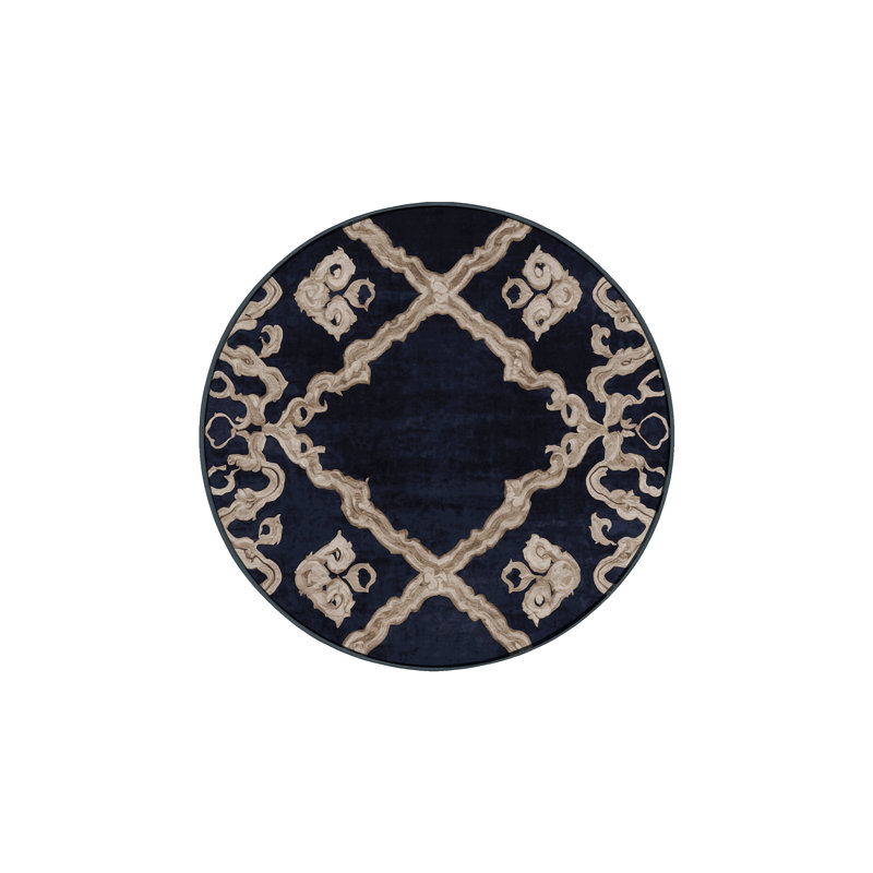 Machine Washable Gray Area Rug, Round 5'