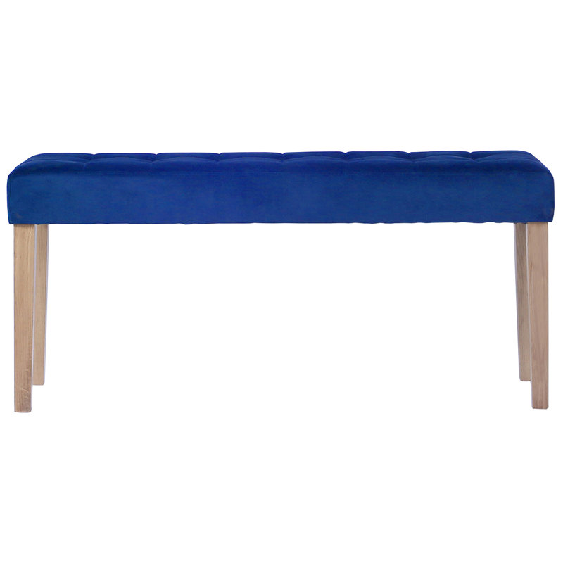Velvet Bench, Blue, 48 cm H x 104 cm W x 35 cm D