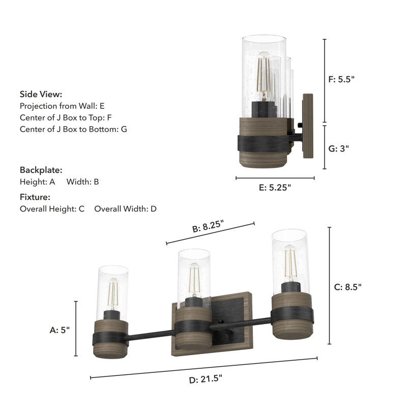 Rustic Iron 3-Light Dimmable Outdoor Vanity Fixture