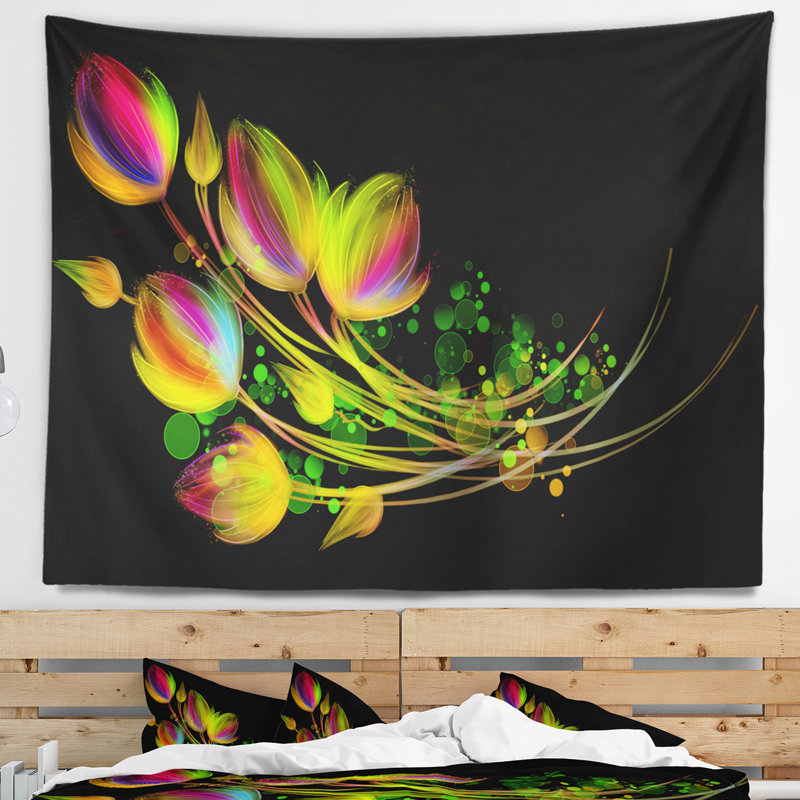 Tapisserie bouquet lumineux floral, H 32 po x l 39 po