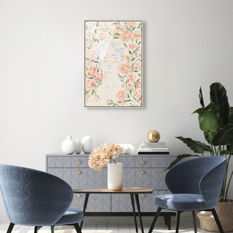 Artemis And Flowers Print by Oliver Gal, 16"H x 11"W, Silver Floater Frame