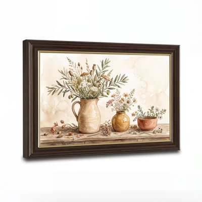 Botanical Still Life With Olive Branches And Seed Pods Canvas Wall Art